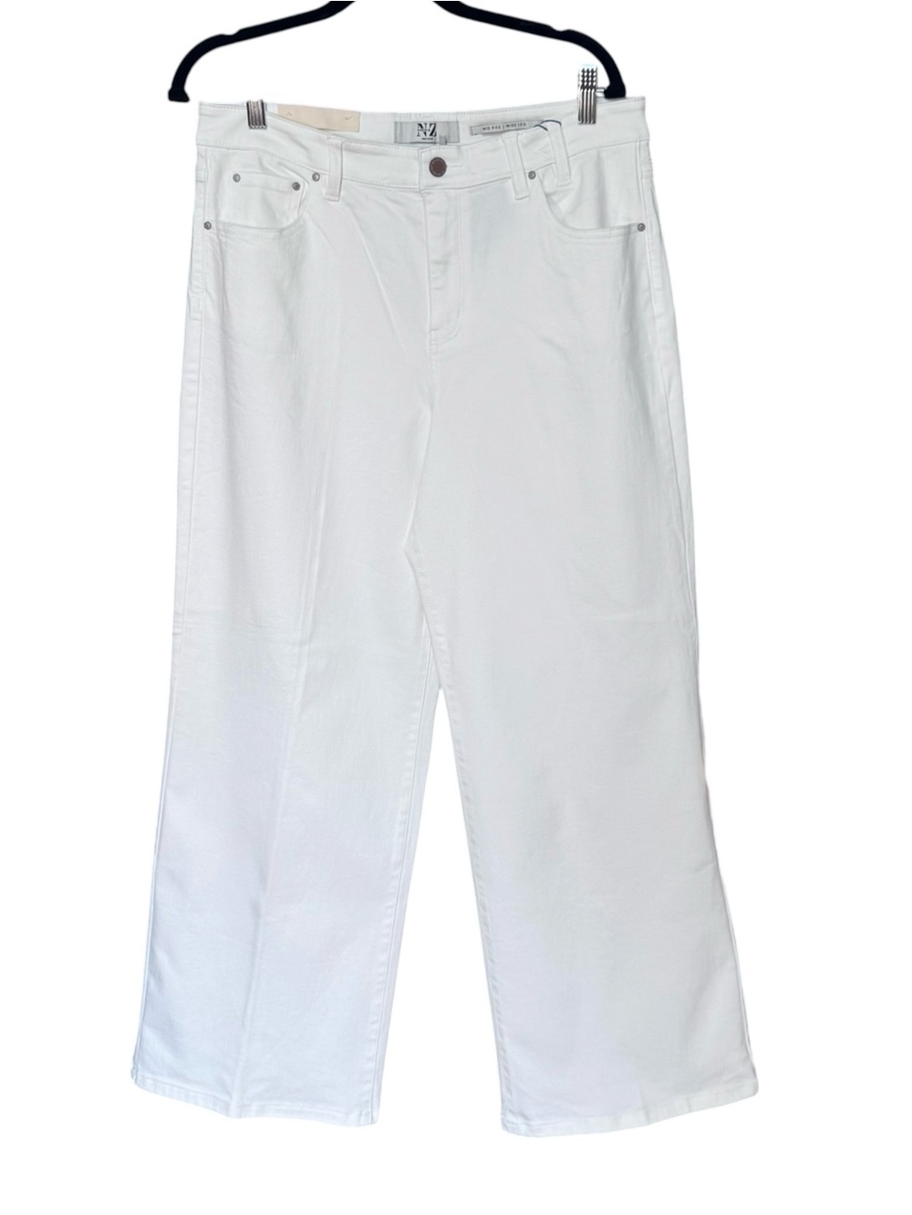 Nic+Zoe NWT Mid Rise White Wide Leg Jeans Size 32 27” Inseam